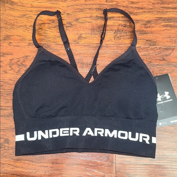 NWT Under Armour Seamless Light Support Black and White Sports Bra (XS) - Picture 2 of 6